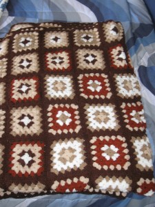 Crocheted Afghans I made of Granny squares in brown, tan